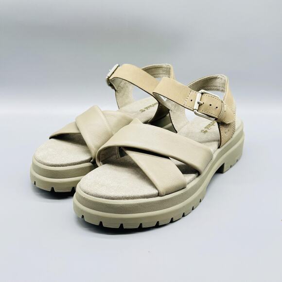 Timberland Sandals Womens 9 Green Leather Slingback Platform London Vibe Buckle - Picture 4 of 11